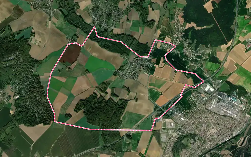 Vue satellite de Mélicocq avec ses contours administratifs