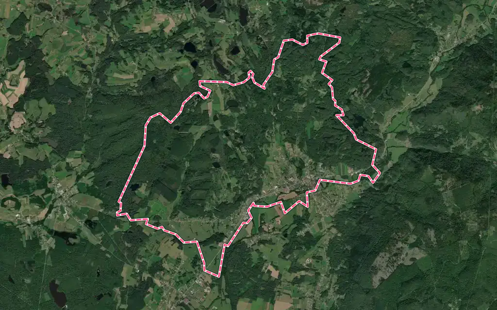 Vue satellite de Mélisey avec ses contours administratifs