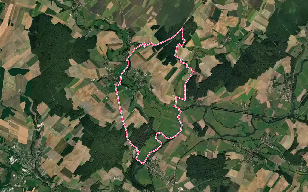 Vue satellite de Membrey avec ses contours administratifs