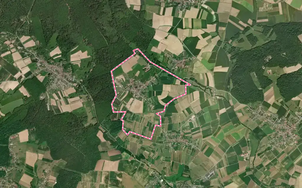 Vue satellite de Memmelshoffen avec ses contours administratifs
