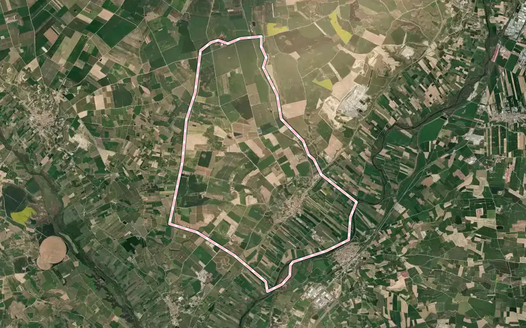 Vista satélite de Menàrguens con su contorno administrativo
