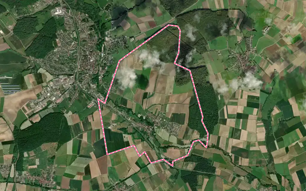 Vue satellite de Menchhoffen avec ses contours administratifs