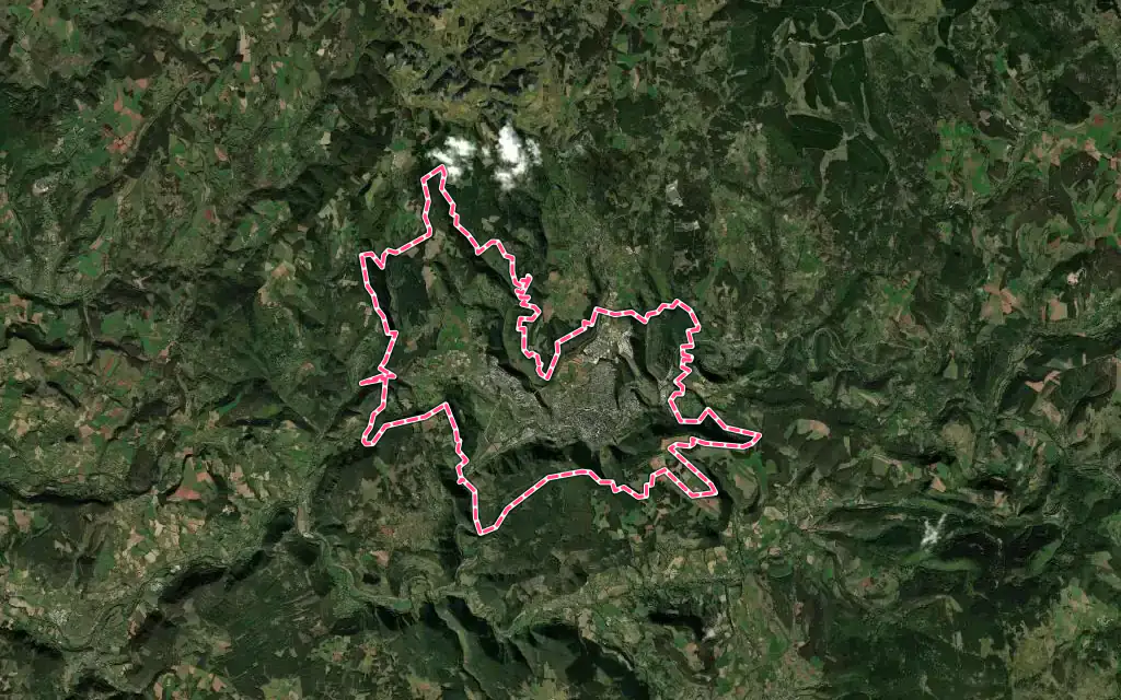 Vue satellite de Mende avec ses contours administratifs