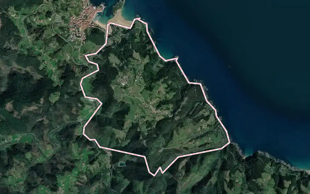 Vista satélite de Mendexa con su contorno administrativo