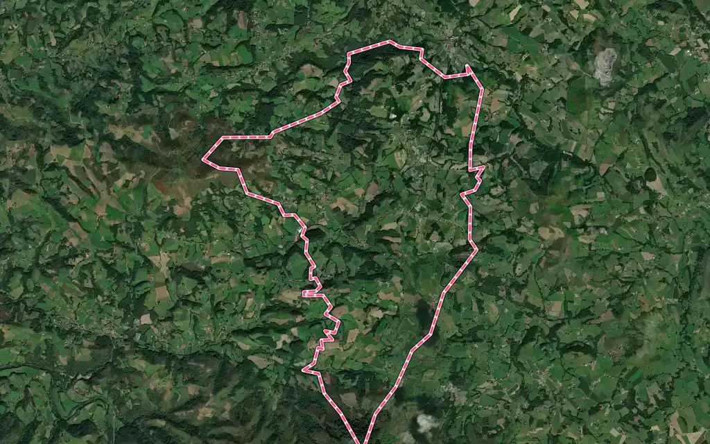 Vue satellite de Mendionde avec ses contours administratifs