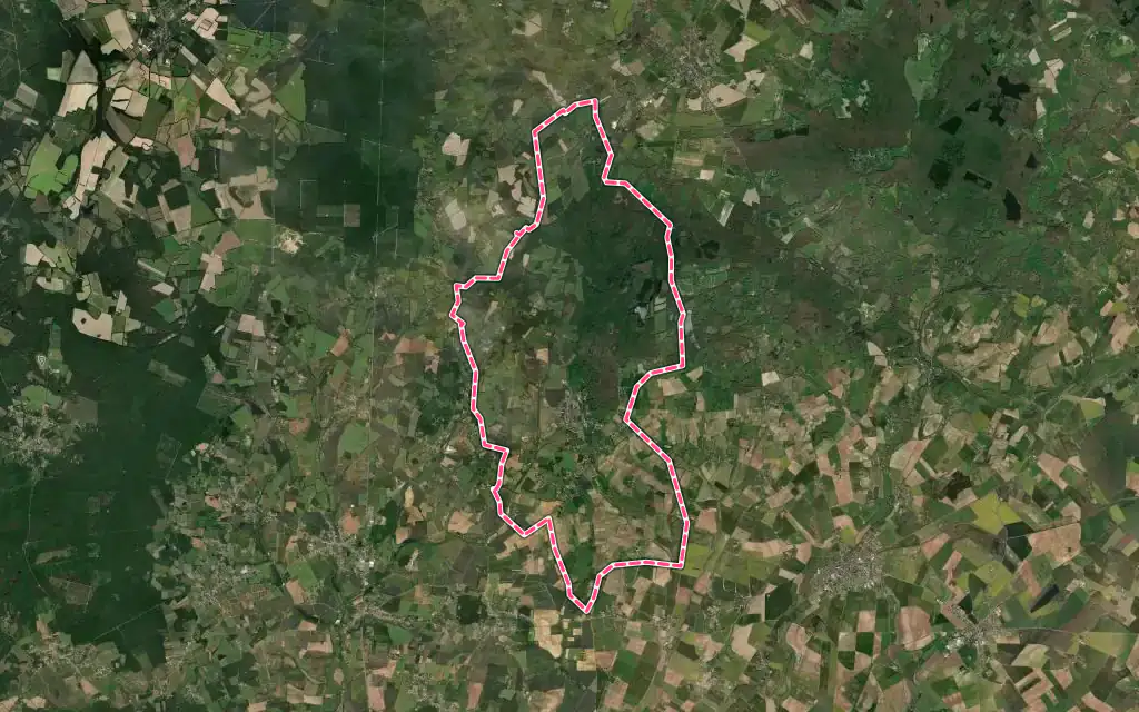 Vue satellite de Menetou-Salon avec ses contours administratifs