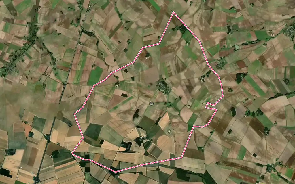 Vue satellite de Ménétréols-sous-Vatan avec ses contours administratifs