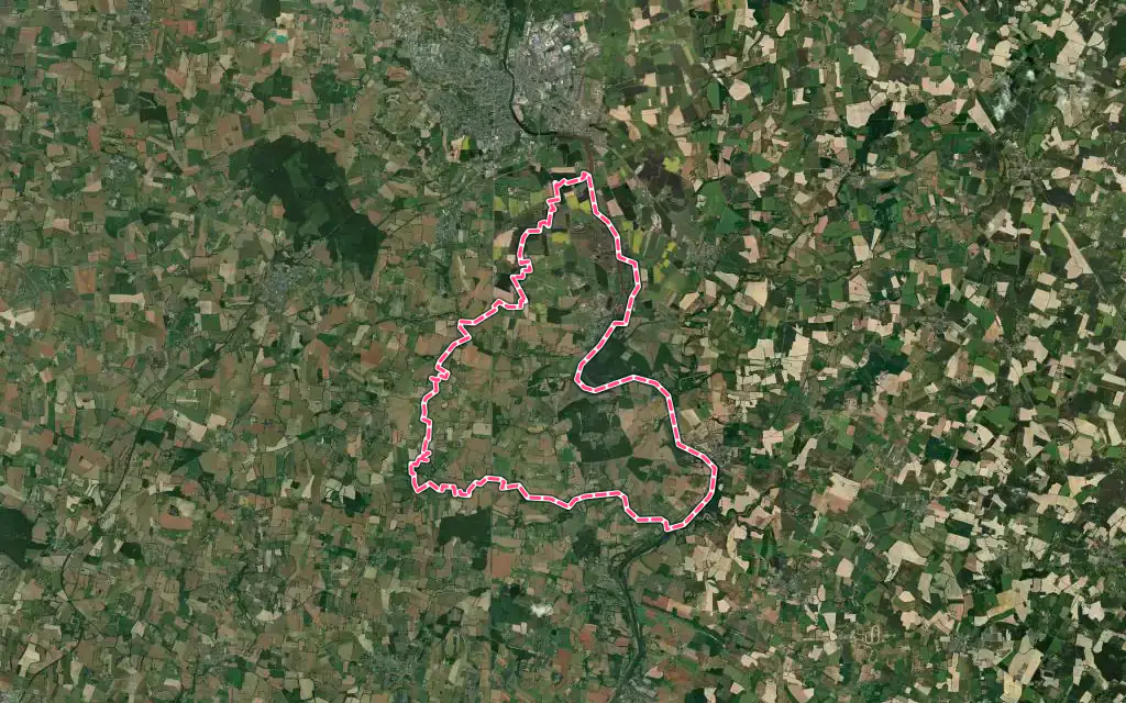 Vue satellite de Ménil avec ses contours administratifs