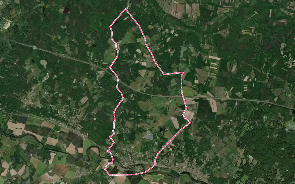 Vue satellite de Mennetou-sur-Cher avec ses contours administratifs