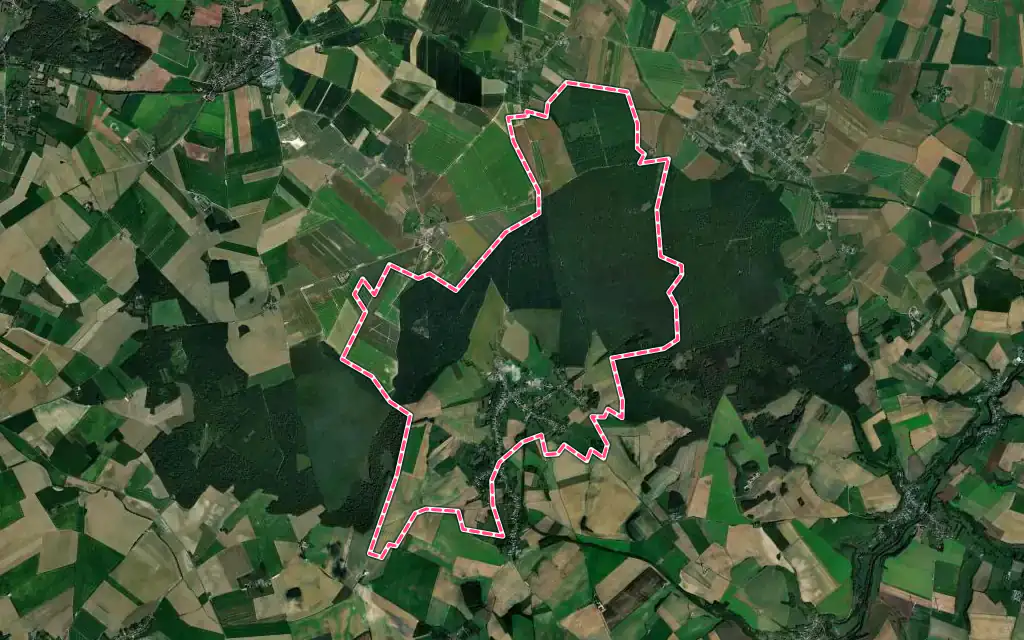 Vue satellite de Mennevret avec ses contours administratifs