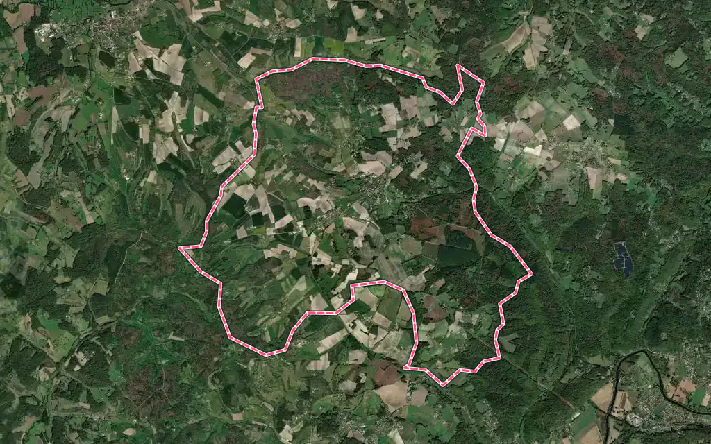 Vue satellite de Mensignac avec ses contours administratifs