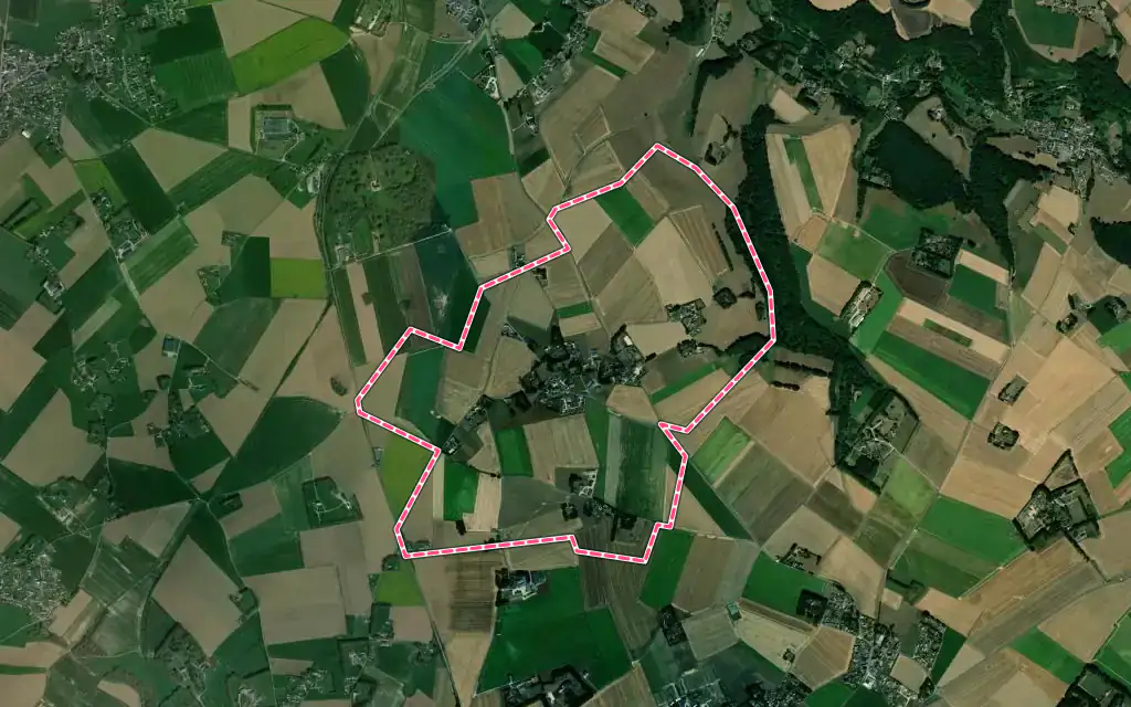 Vue satellite de Mentheville avec ses contours administratifs