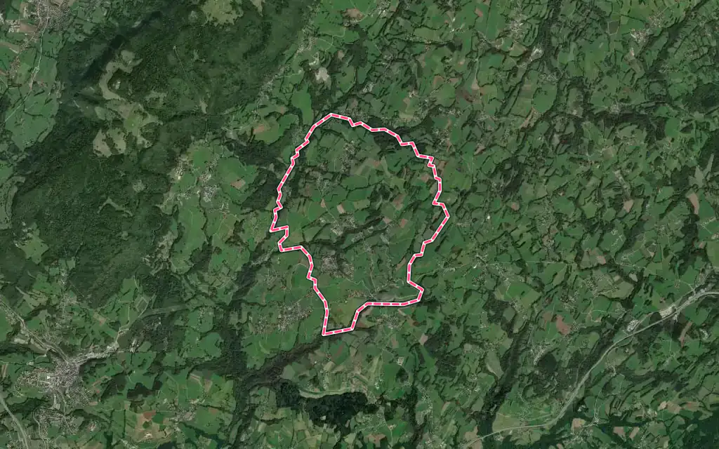 Vue satellite de Menthonnex-en-Bornes avec ses contours administratifs