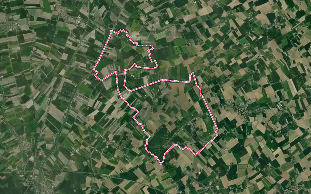 Vue satellite de Merckeghem avec ses contours administratifs