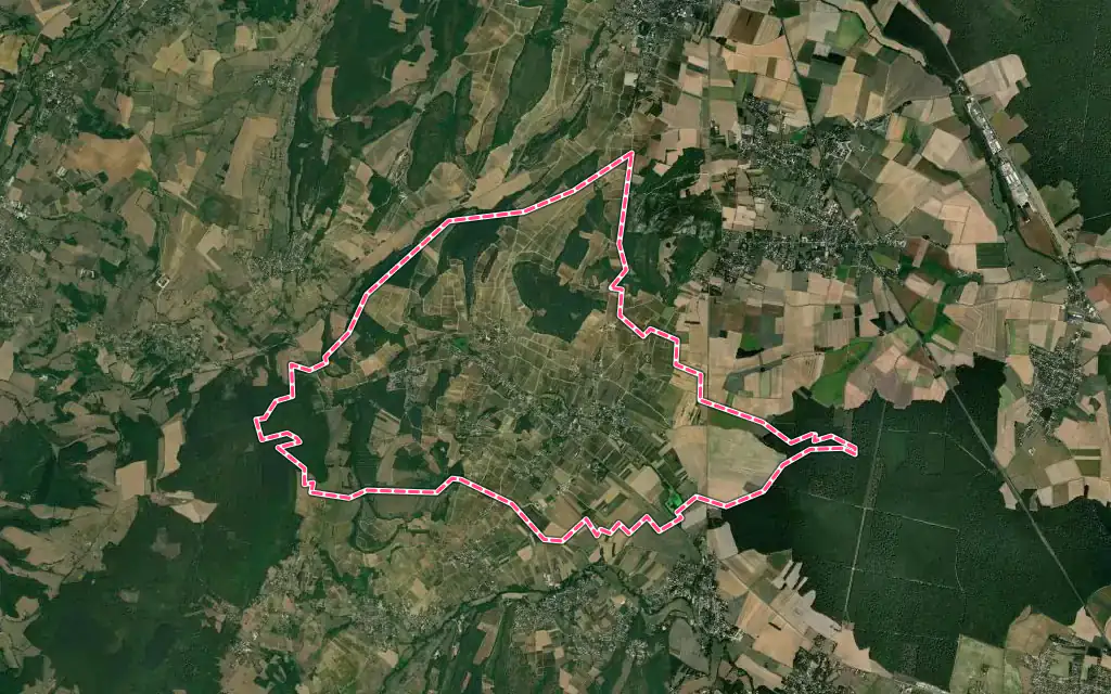 Vue satellite de Mercurey avec ses contours administratifs