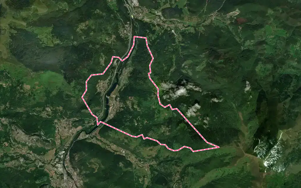Vue satellite de Mercus-Garrabet avec ses contours administratifs