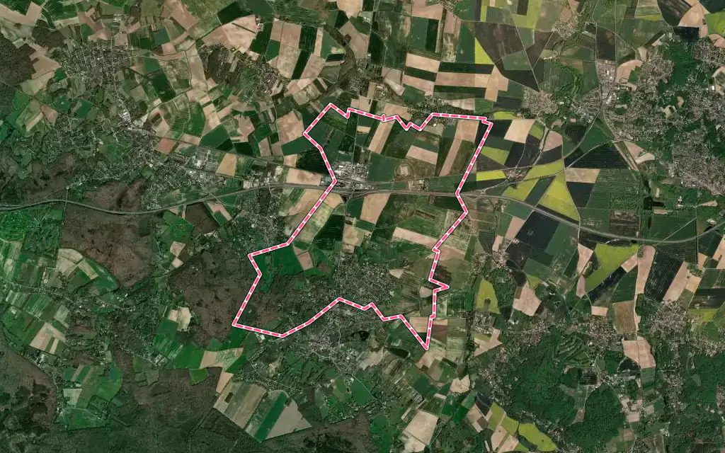 Vue satellite de Méré avec ses contours administratifs