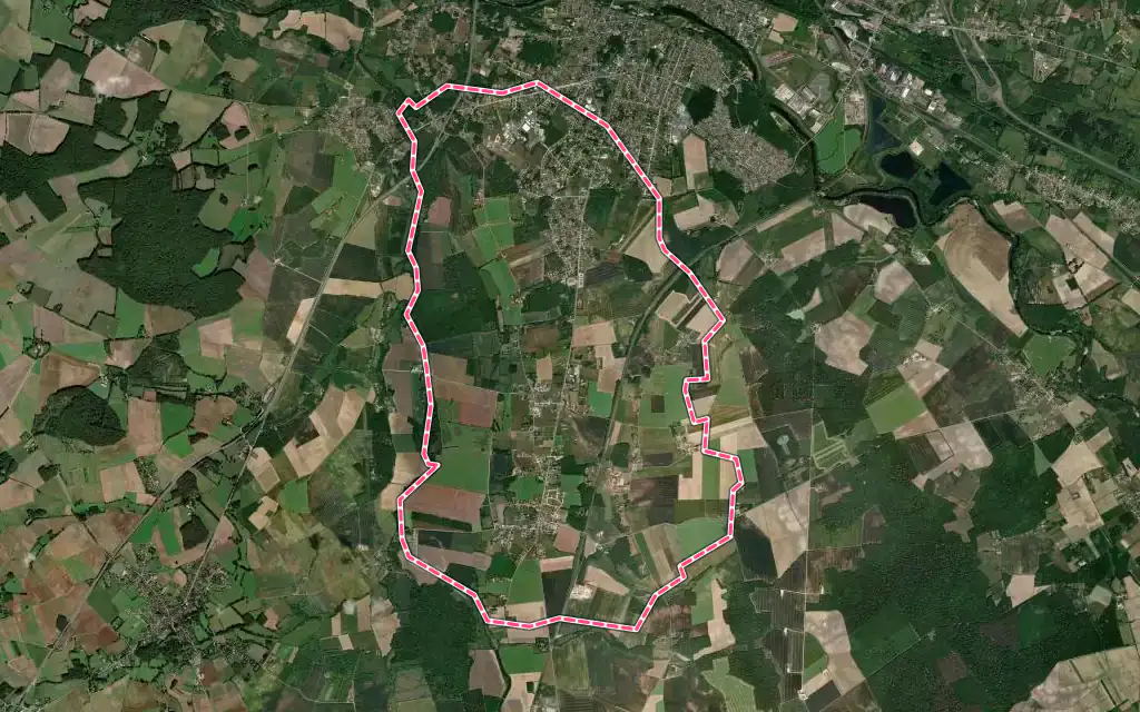 Vue satellite de Méreau avec ses contours administratifs
