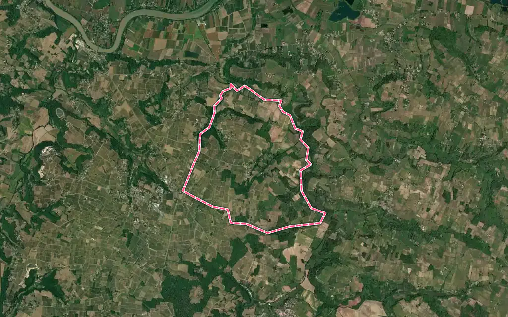 Vue satellite de Mérignas avec ses contours administratifs