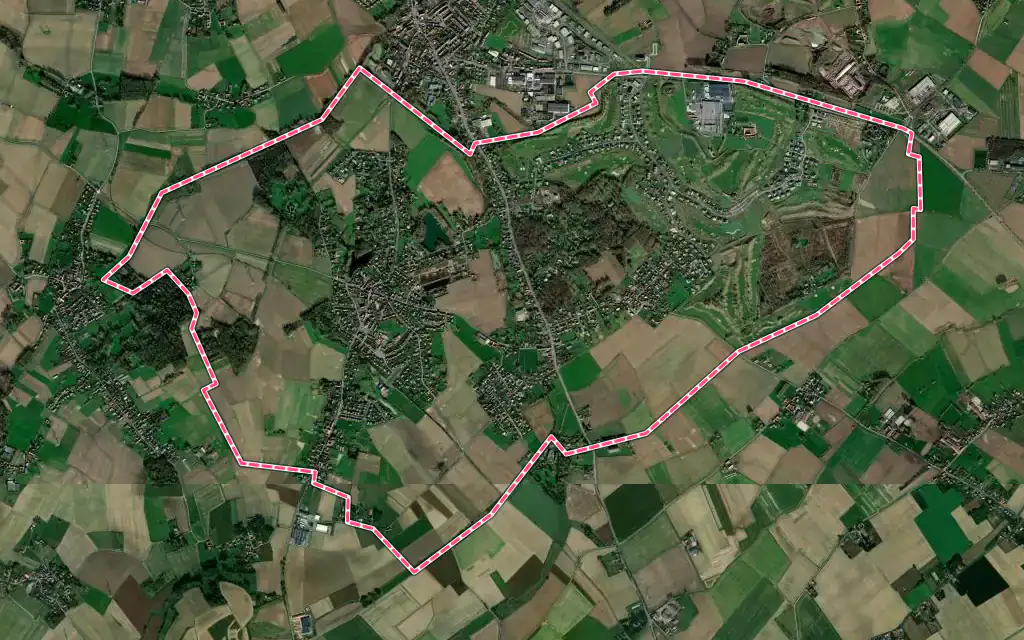Vue satellite de Mérignies avec ses contours administratifs