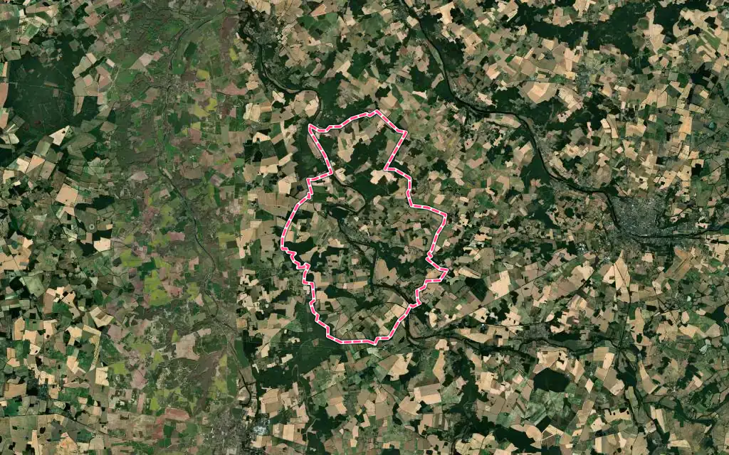 Vue satellite de Mérigny avec ses contours administratifs