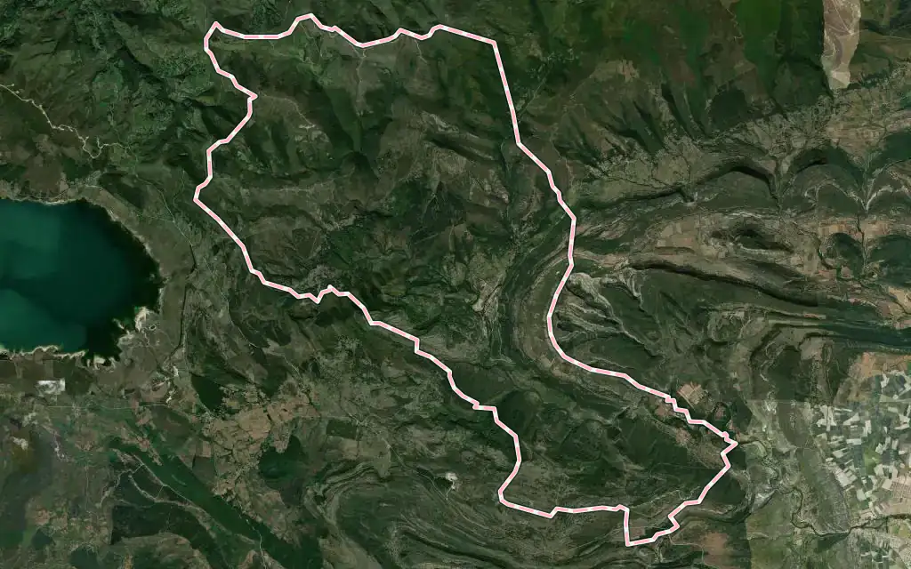 Vista satélite de Merindad de Valdeporres con su contorno administrativo