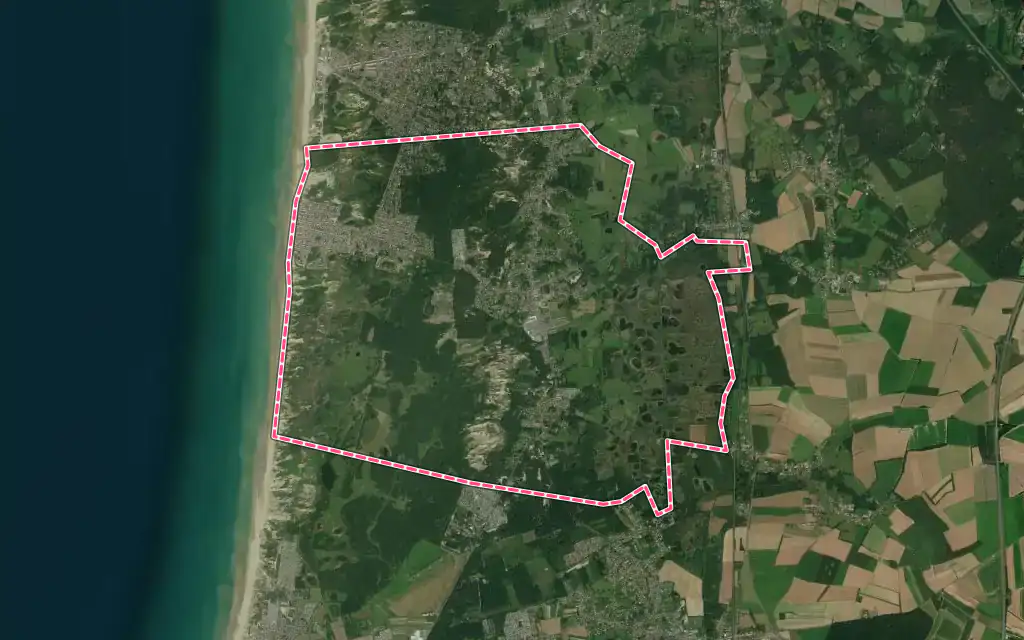 Vue satellite de Merlimont avec ses contours administratifs