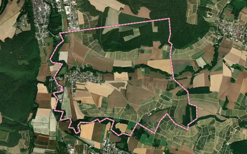 Vue satellite de Merrey-sur-Arce avec ses contours administratifs