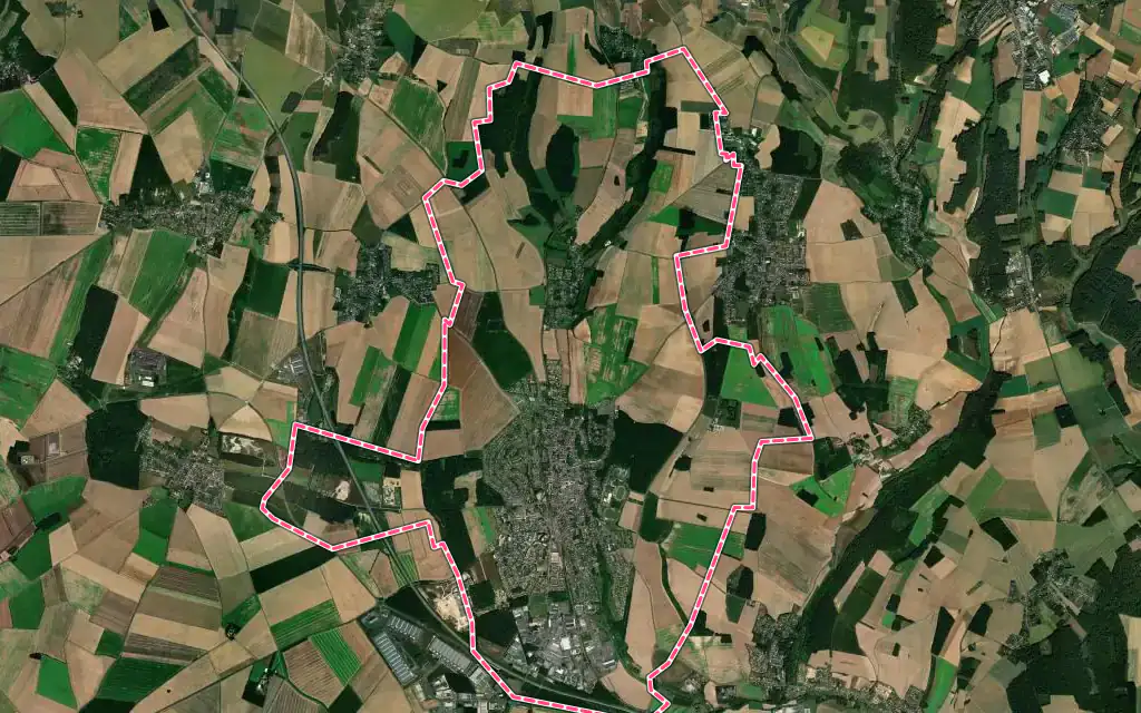 Vue satellite de Méru avec ses contours administratifs