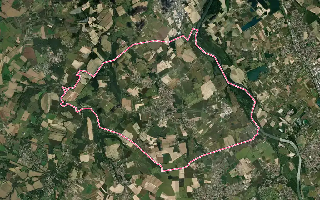 Vue satellite de Merville avec ses contours administratifs