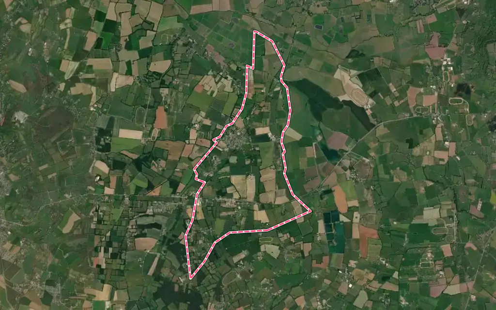 Vue satellite de Méry-Bissières-en-Auge avec ses contours administratifs