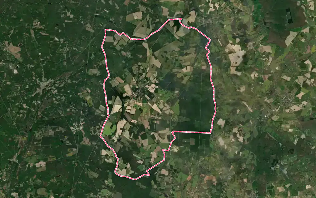 Vue satellite de Méry-ès-Bois avec ses contours administratifs
