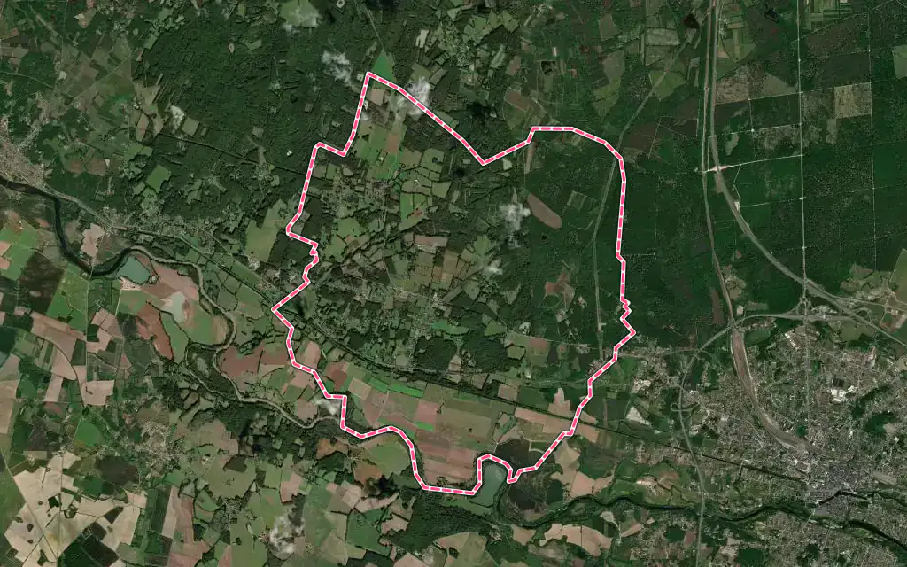 Vue satellite de Méry-sur-Cher avec ses contours administratifs