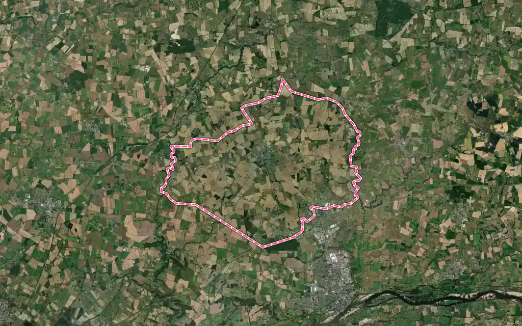 Vue satellite de Mésanger avec ses contours administratifs