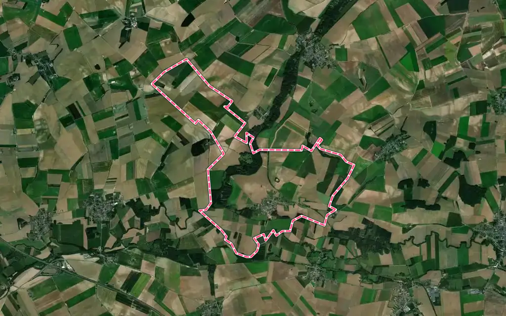 Vue satellite de Mesbrecourt-Richecourt avec ses contours administratifs