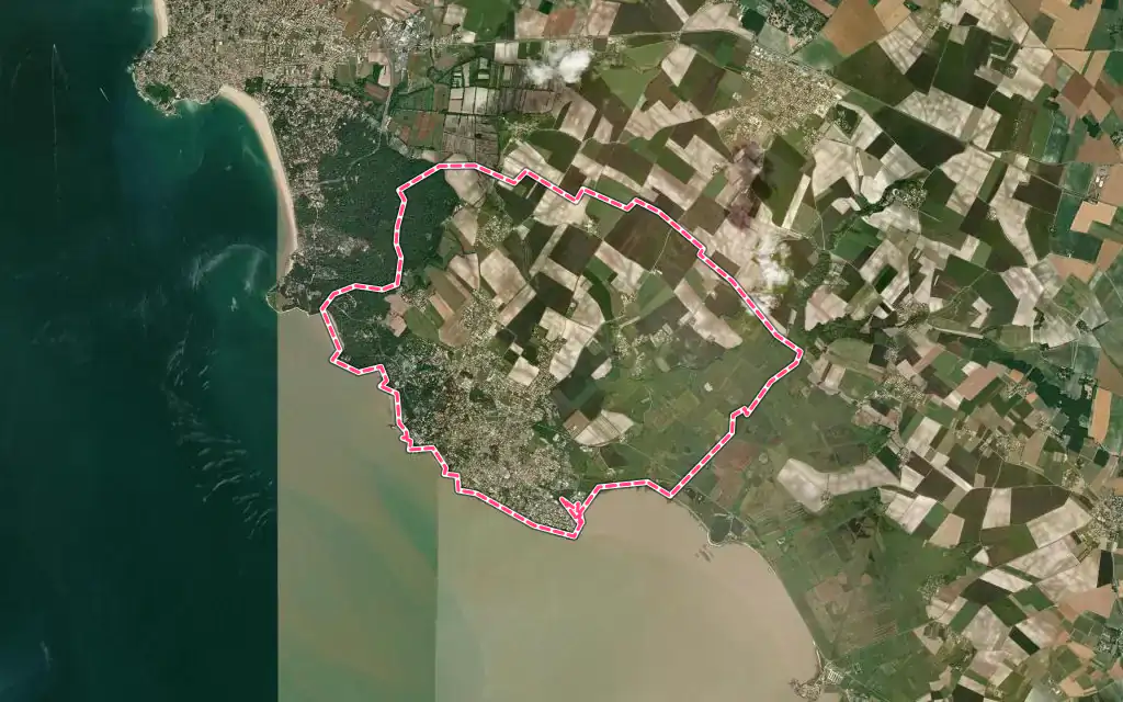 Vue satellite de Meschers-sur-Gironde avec ses contours administratifs