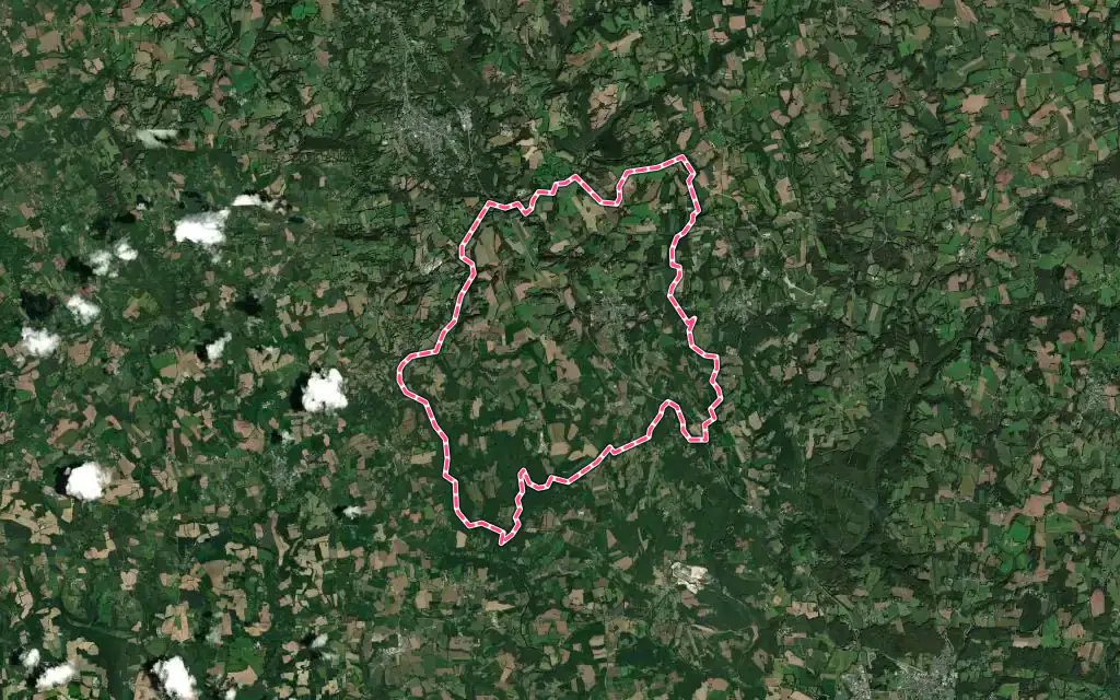 Vue satellite de Meslan avec ses contours administratifs