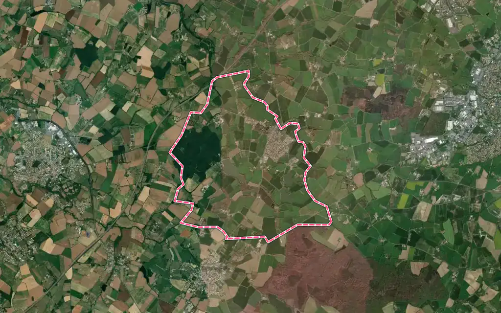 Vue satellite de Mesnard-la-Barotière avec ses contours administratifs