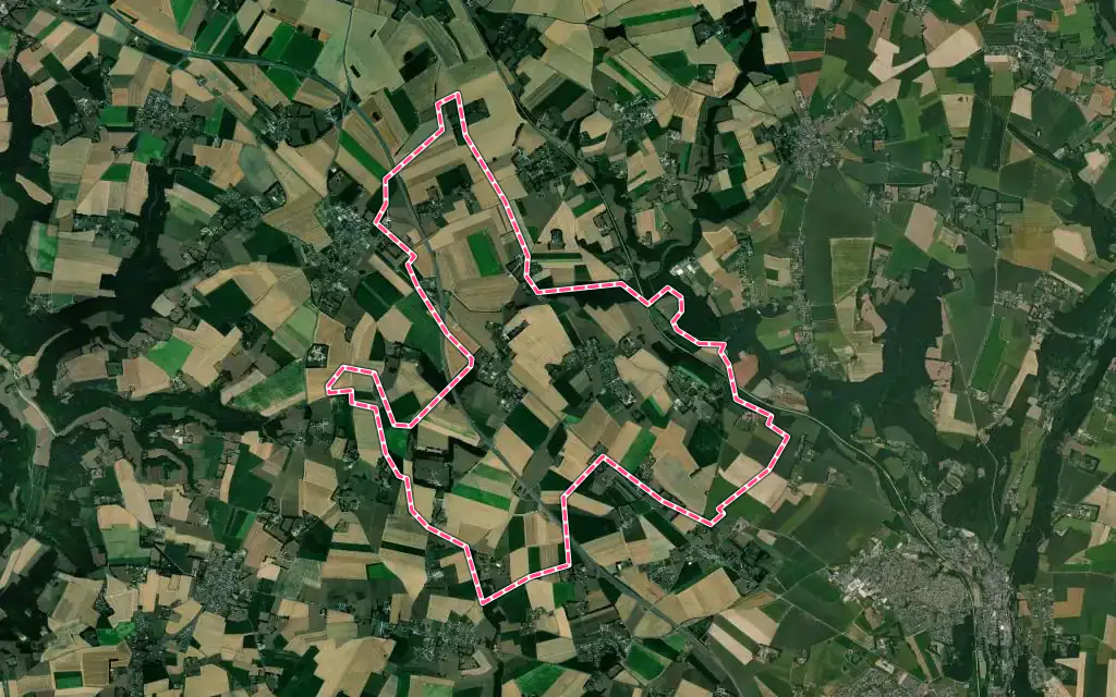 Vue satellite de Mesnil-Panneville avec ses contours administratifs