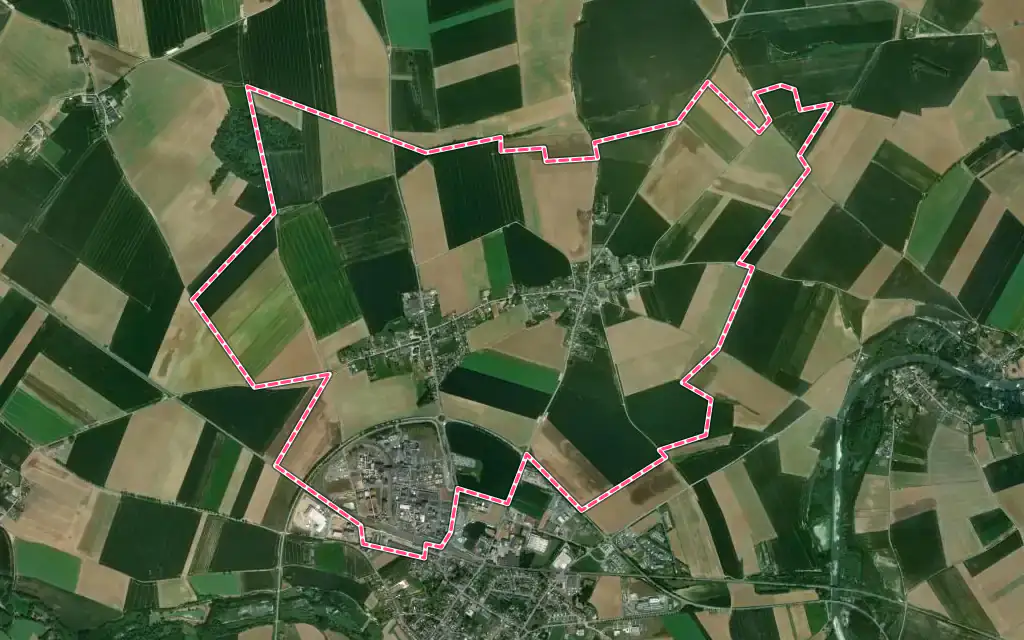 Vue satellite de Mesnil-Saint-Nicaise avec ses contours administratifs