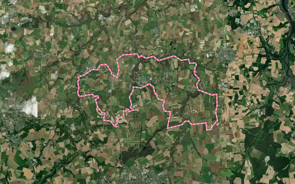 Vue satellite de Mespaul avec ses contours administratifs