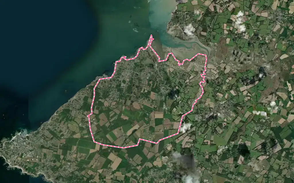 Vue satellite de Mesquer avec ses contours administratifs