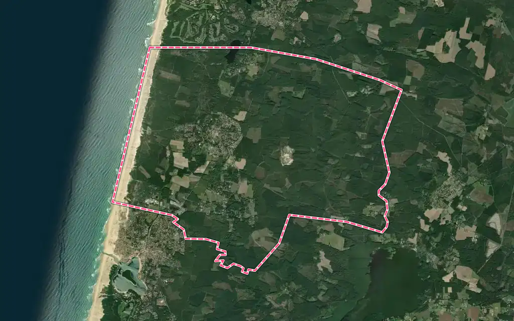 Vue satellite de Messanges avec ses contours administratifs