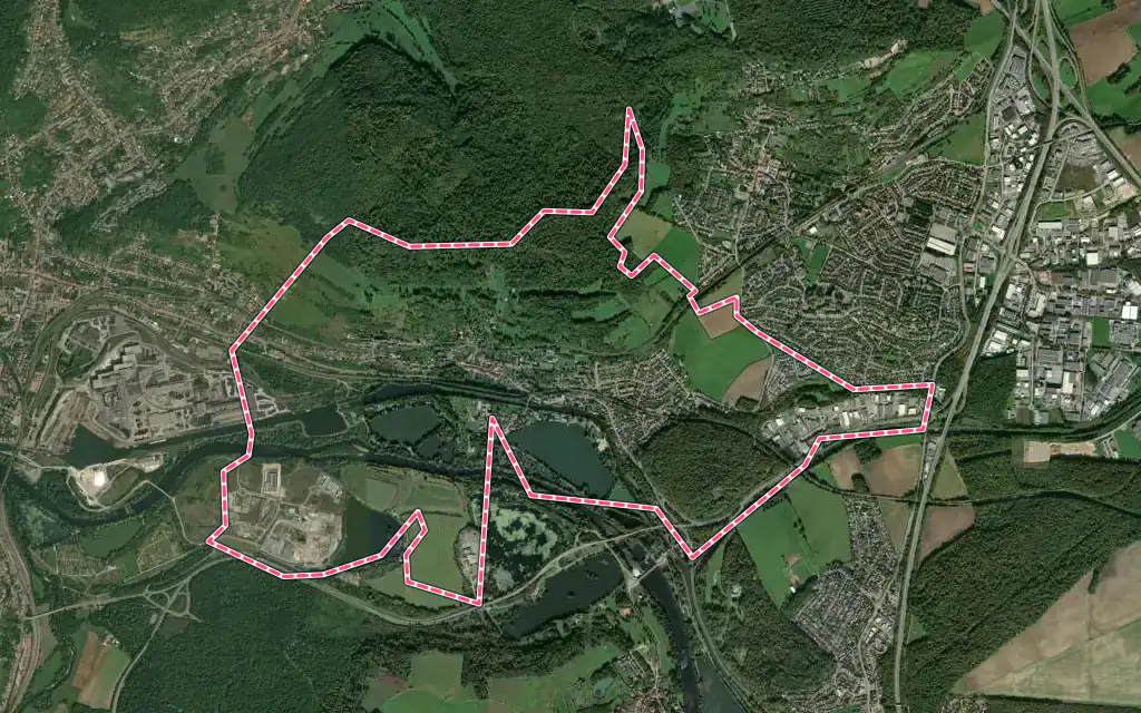 Vue satellite de Messein avec ses contours administratifs