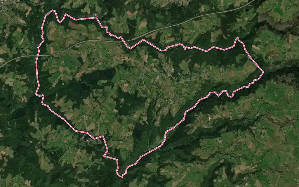Vue satellite de Messeix avec ses contours administratifs