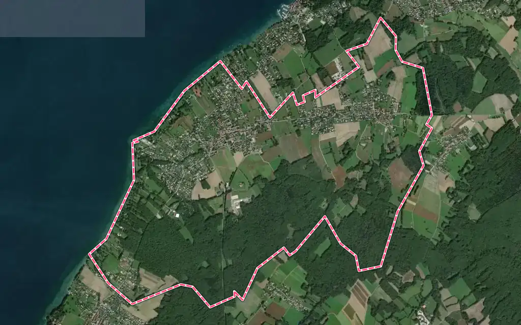 Vue satellite de Messery avec ses contours administratifs