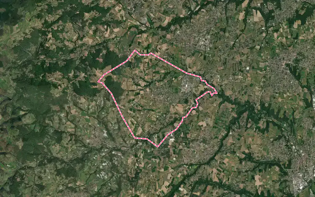Vue satellite de Messimy avec ses contours administratifs