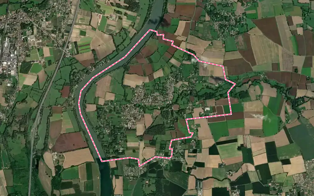 Vue satellite de Messimy-sur-Saône avec ses contours administratifs