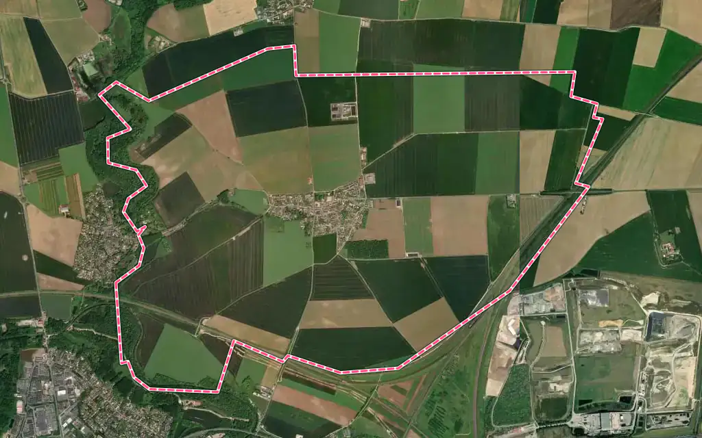 Vue satellite de Messy avec ses contours administratifs