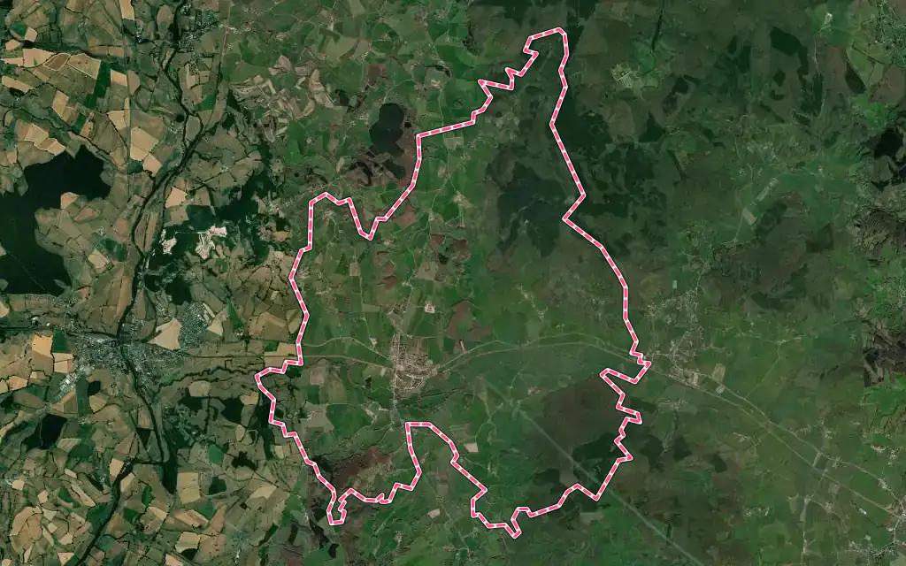 Vue satellite de Mesvres avec ses contours administratifs